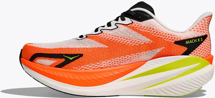 HOKA Men's Mach X 3 in White/Neon Tangerine - Image 8