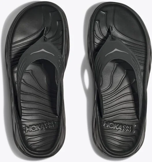 HOKA Men's ORA Recovery Flip Shoes in Black/Dark Gull Grey - Image 2