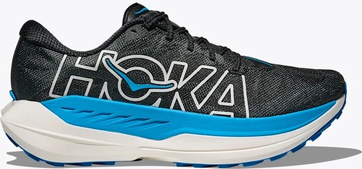 HOKA Men's Rocket X Trail Shoes in Black/Skyward Blue