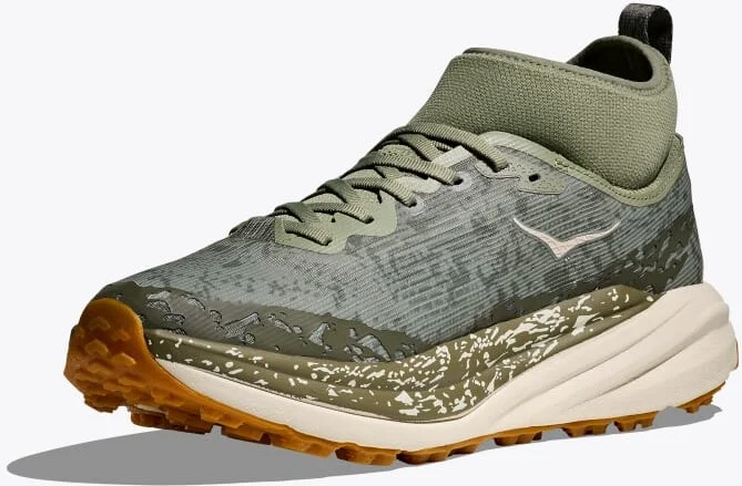 HOKA Men's Speedgoat 6 Mid GTX Shoes in Sea Moss/Oat Milk - Image 3