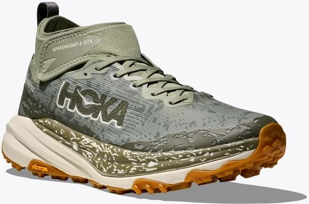 HOKA Men's Speedgoat 6 Mid GTX Shoes in Sea Moss/Oat Milk - Image 6