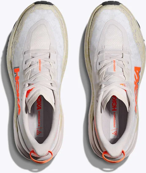 HOKA Men's Speedgoat 6 Shoes in White/Neon Tangerine - Image 2