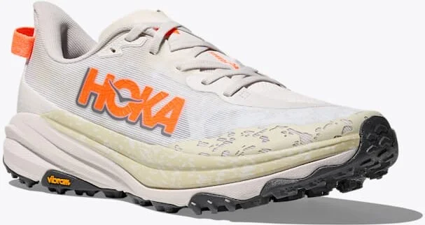 HOKA Men's Speedgoat 6 Shoes in White/Neon Tangerine - Image 6