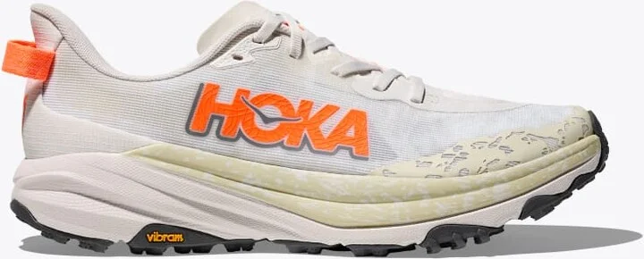 HOKA Men's Speedgoat 6 Shoes in White/Neon Tangerine