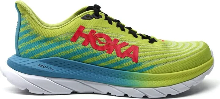 HOKA ONE ONE Womens Mach 5 Textile Evening Primrose Scuba Blue Trainers 8.5 US
