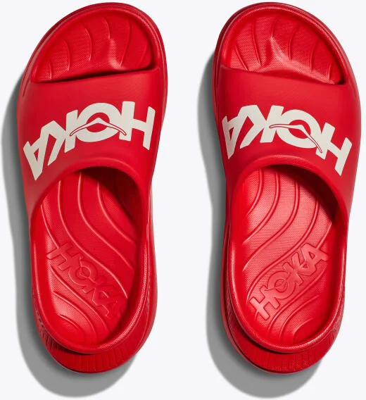HOKA Ora Athletic Slide Shoes in Vermillion/White - Image 2