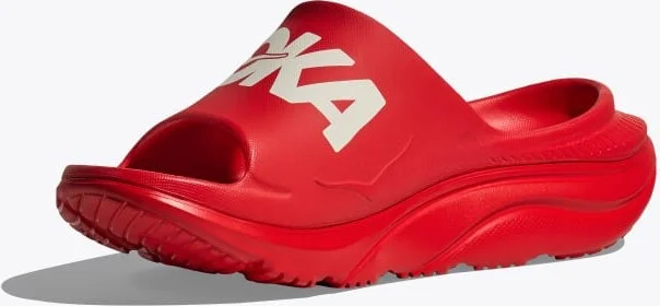 HOKA Ora Athletic Slide Shoes in Vermillion/White - Image 3