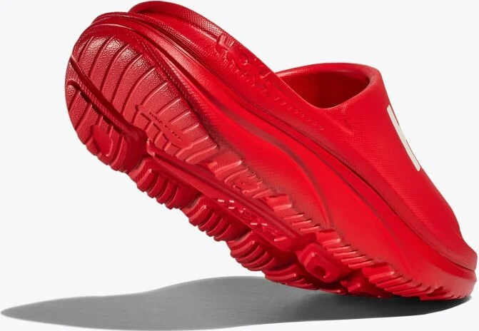 HOKA Ora Athletic Slide Shoes in Vermillion/White - Image 4
