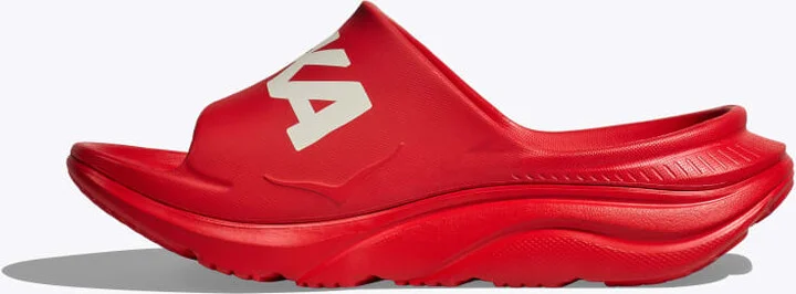 HOKA Ora Athletic Slide Shoes in Vermillion/White - Image 8