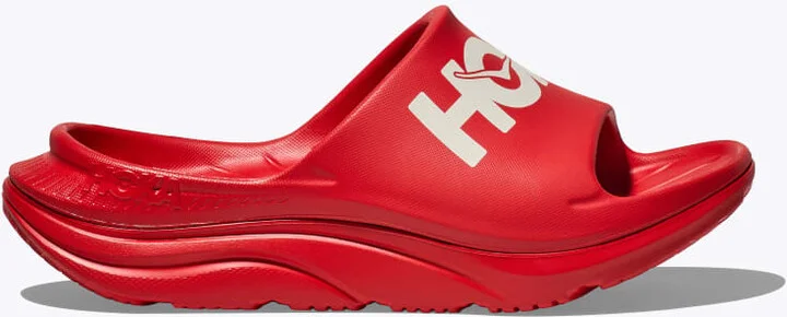 HOKA Ora Athletic Slide Shoes in Vermillion/White