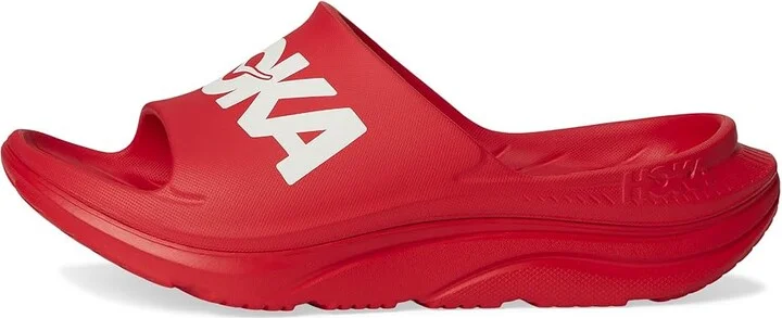 Hoka Ora Athletic Slide Shoes Vermillion/White : Men's 6 - Women's 8 Medium, Synthetic - Image 6