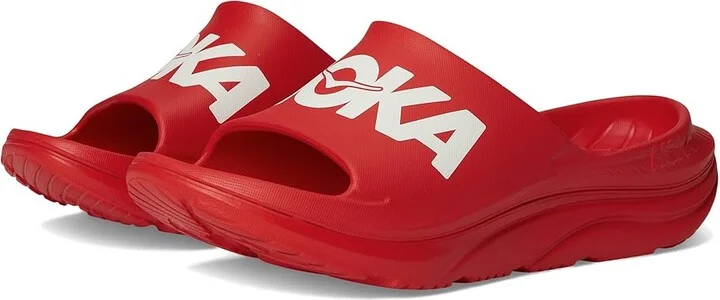 Hoka Ora Athletic Slide Shoes Vermillion/White : Men's 6 - Women's 8 Medium, Synthetic