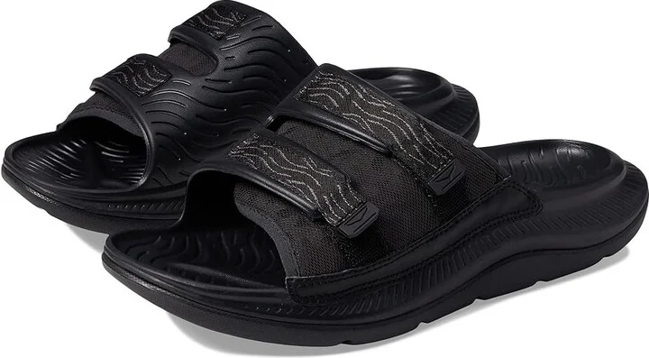 Hoka Ora Luxe Sandals Black/Black : Men's 3 - Women's 5 Medium, Textile/Synthetic