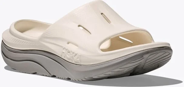 HOKA ORA Recovery Slide 3 Shoes in Alabaster/Stardust - Image 6