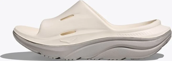 HOKA ORA Recovery Slide 3 Shoes in Alabaster/Stardust - Image 8