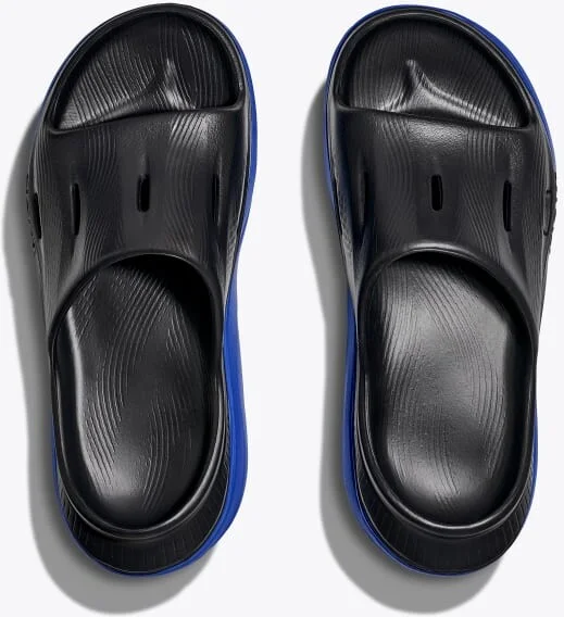HOKA ORA Recovery Slide 3 Shoes in Black/Ultramarine - Image 2