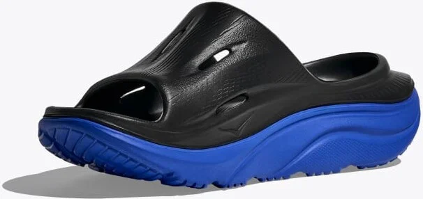 HOKA ORA Recovery Slide 3 Shoes in Black/Ultramarine - Image 3