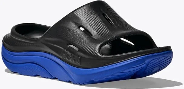 HOKA ORA Recovery Slide 3 Shoes in Black/Ultramarine - Image 6
