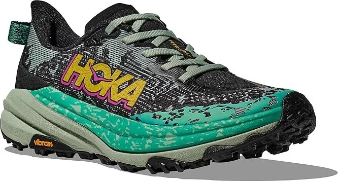 Hoka Speedgoat 6 Women's Shoes Black/Aloe Vera : 9.5 B - Medium, Synthetic/Textile