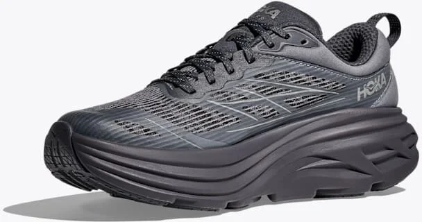 HOKA Stealth/Tech Bondi 8 Caged Shoes in Charcoal Grey/Grey Skies - Image 3