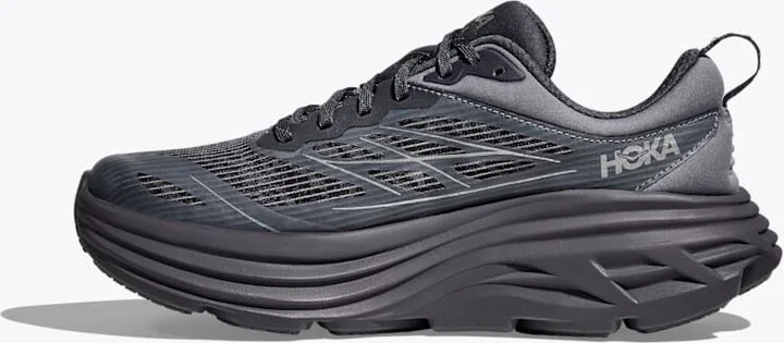 HOKA Stealth/Tech Bondi 8 Caged Shoes in Charcoal Grey/Grey Skies - Image 8