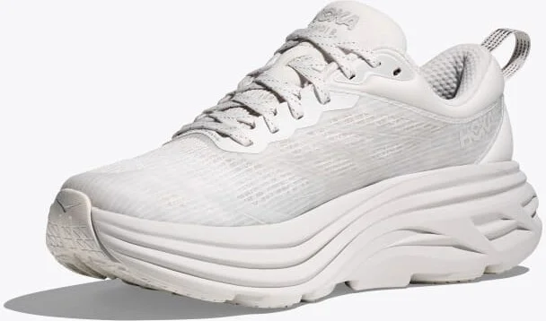 HOKA Stealth/Tech Bondi 8 Caged Shoes in White/Cosmic Grey - Image 3