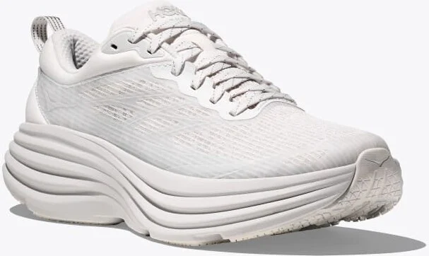 HOKA Stealth/Tech Bondi 8 Caged Shoes in White/Cosmic Grey - Image 6