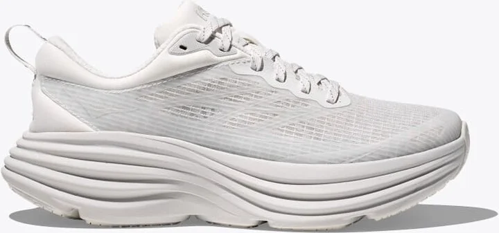 HOKA Stealth/Tech Bondi 8 Caged Shoes in White/Cosmic Grey