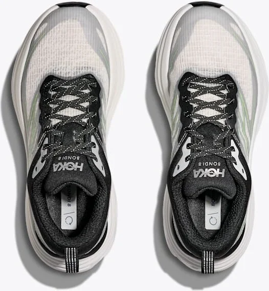 HOKA Stealth/Tech Bondi 8 Caged Shoes in White/Tart Apple - Image 2