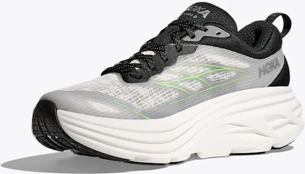 HOKA Stealth/Tech Bondi 8 Caged Shoes in White/Tart Apple - Image 3
