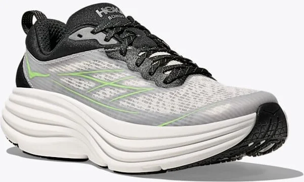 HOKA Stealth/Tech Bondi 8 Caged Shoes in White/Tart Apple - Image 6