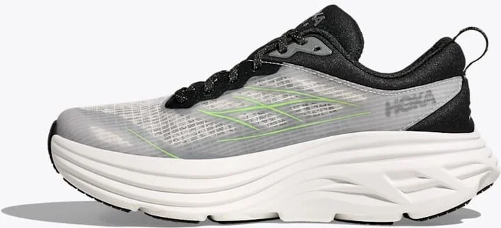 HOKA Stealth/Tech Bondi 8 Caged Shoes in White/Tart Apple - Image 8