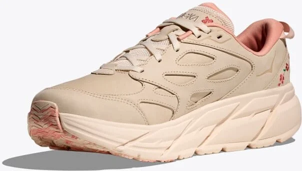 HOKA Vibrant Bloom Clifton L Shoes in Vanilla/Dry Clay - Image 3