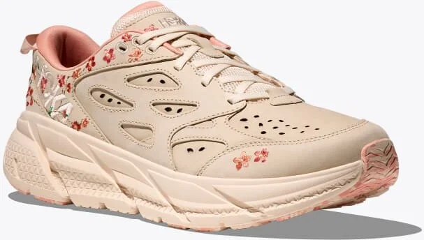 HOKA Vibrant Bloom Clifton L Shoes in Vanilla/Dry Clay - Image 6