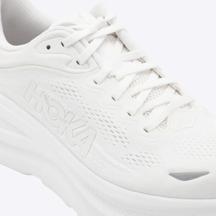 Hoka White Bondi 9 Sneakers - Image 4