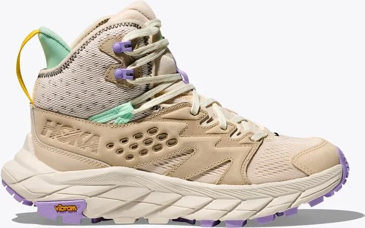 HOKA Women's Anacapa Breeze Mid Shoes in Vanilla/Mint Fluorite