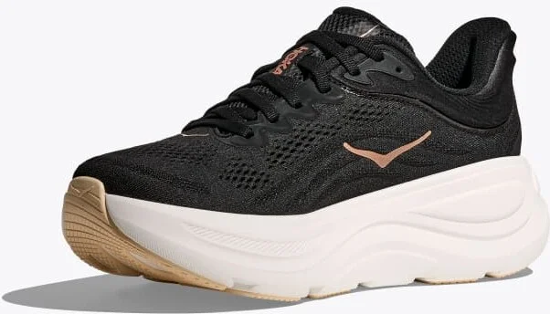 HOKA Women's Bondi 9 Shoes in Black/Rose Gold - Image 3