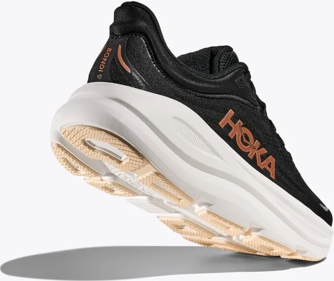 HOKA Women's Bondi 9 Shoes in Black/Rose Gold - Image 4