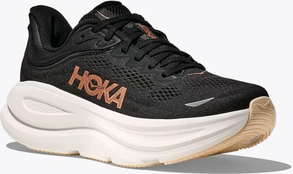 HOKA Women's Bondi 9 Shoes in Black/Rose Gold - Image 6