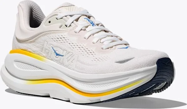 HOKA Women's Bondi 9 Shoes in White/Grout - Image 6
