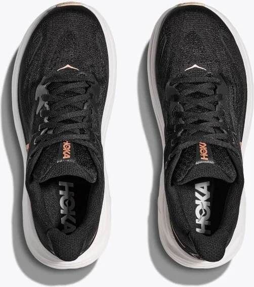 HOKA Women's Clifton 10 Shoes in Black/Rose Gold - Image 2