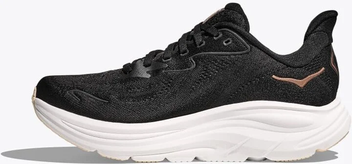 HOKA Women's Clifton 10 Shoes in Black/Rose Gold - Image 8