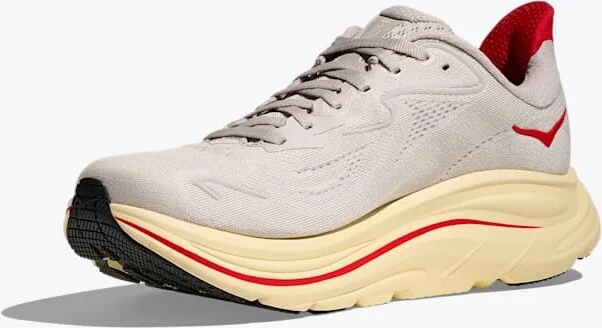 HOKA Women's Clifton 10 Shoes in Stucco/Cerise - Image 3