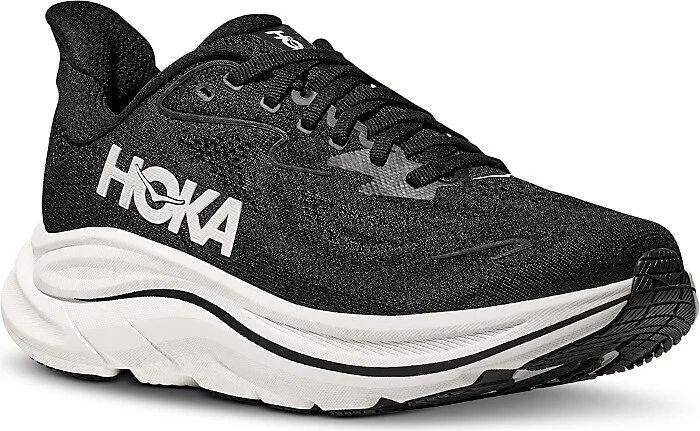 Hoka Women's Clifton 10 Wide Running Sneakers in Black