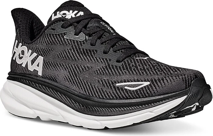 Hoka Women's Clifton 9 Wide Running Sneakers in Black
