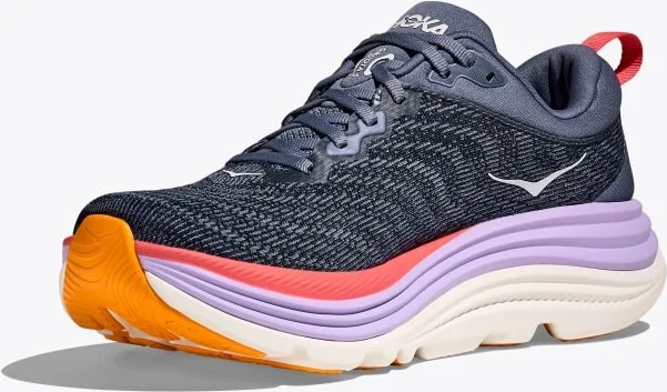 HOKA Women's Gaviota 5 Shoes in Anchor/Grapefruit - Image 3