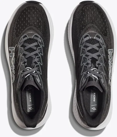 HOKA Women's Mach 6 Shoes in Black/White - Image 2