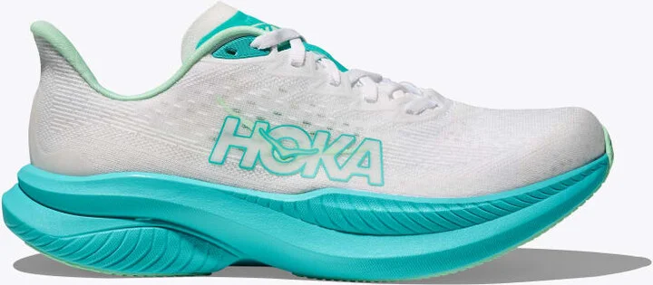 HOKA Women's Mach 6 Shoes in White/Cielo Blue