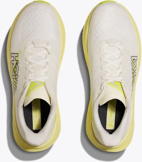 HOKA Women's Mach 6 Shoes in White/Neon Hoka Citrus - Image 2