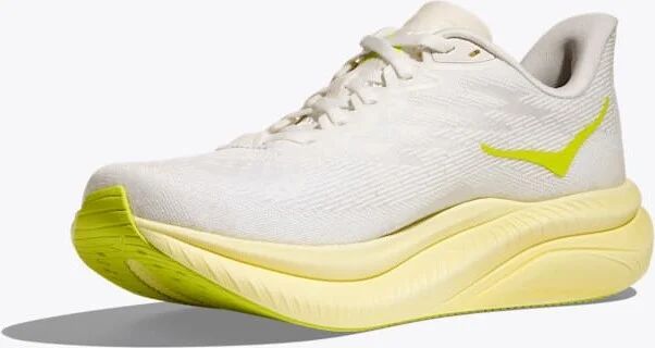 HOKA Women's Mach 6 Shoes in White/Neon Hoka Citrus - Image 3